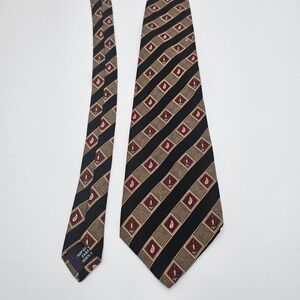 Geoffrey‎ Beene Mens Black Striped Paisley Diamond Silk Neck Tie